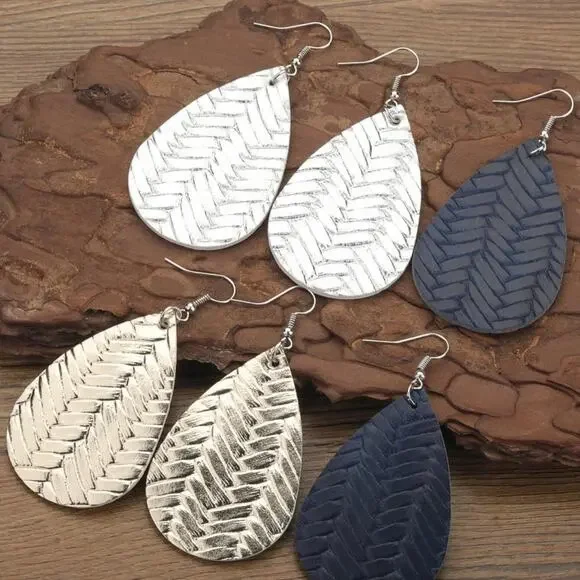 NEW Set of 3 pairs Water Drop Earrings Multicolor Blue, Silver, Gold - Picture 5 of 5